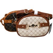 Wholesale - BHPC FASHION HANDBAG W/DBL TOP ZIPPER 2-ASST BROWN & TAUPE C/P 24
